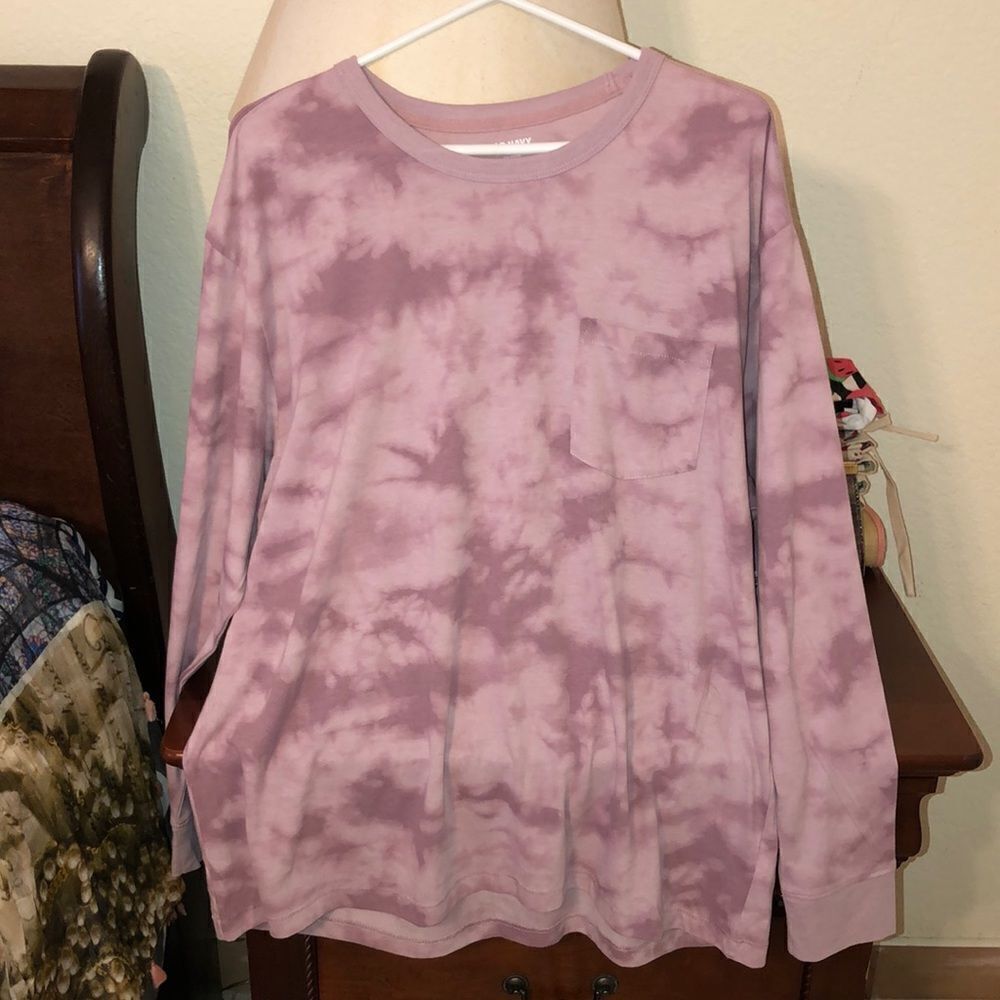 Old Navy XL Tie Dye Pink Mauve Long Sleeve Crewneck Tee